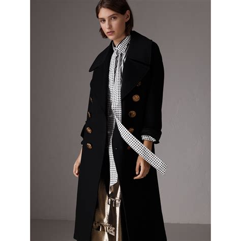 burberry bird button wool blend military coat|Burberry Bird Button Wool Blend Military Coat In Black .